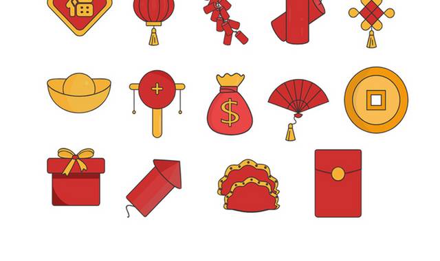 手绘中国风春节新年素材