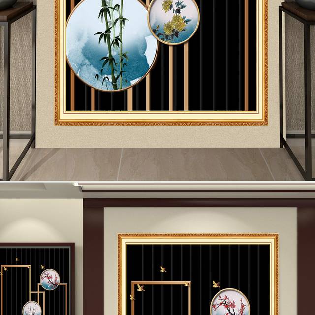 新中式梅兰竹菊客厅装饰玄关画