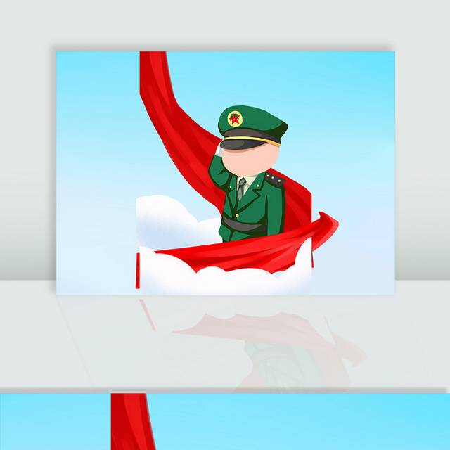 敬礼的军人国庆节插画