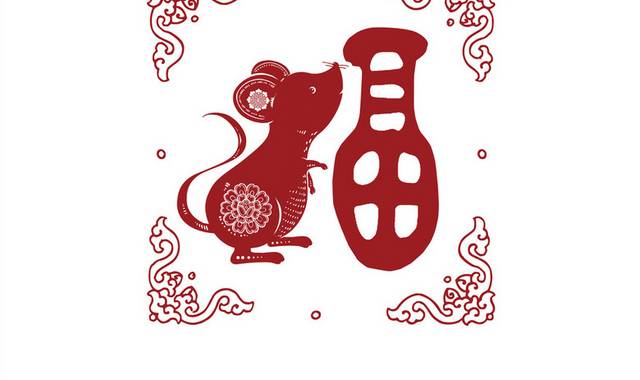 中国风传统节日新年春节剪纸老鼠