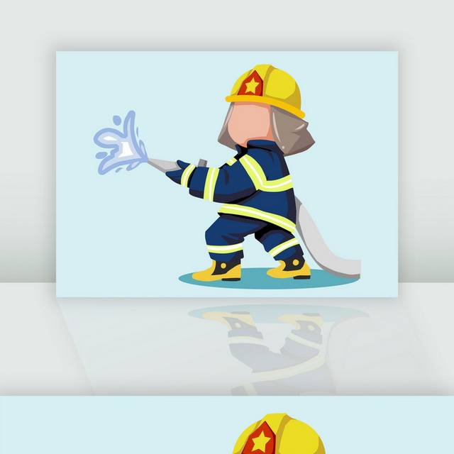 灭火消防人员手绘素材