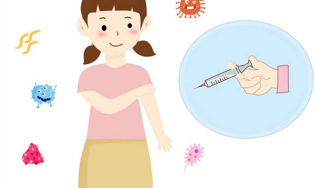 卡通小女孩疫苗接种