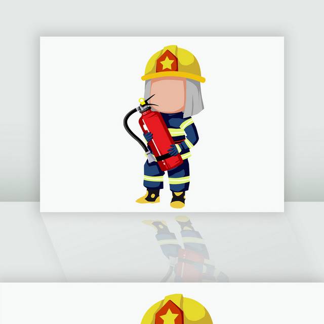 手绘灭火消防人员素材