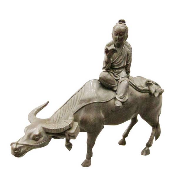 古代骑牛儿童雕塑人物