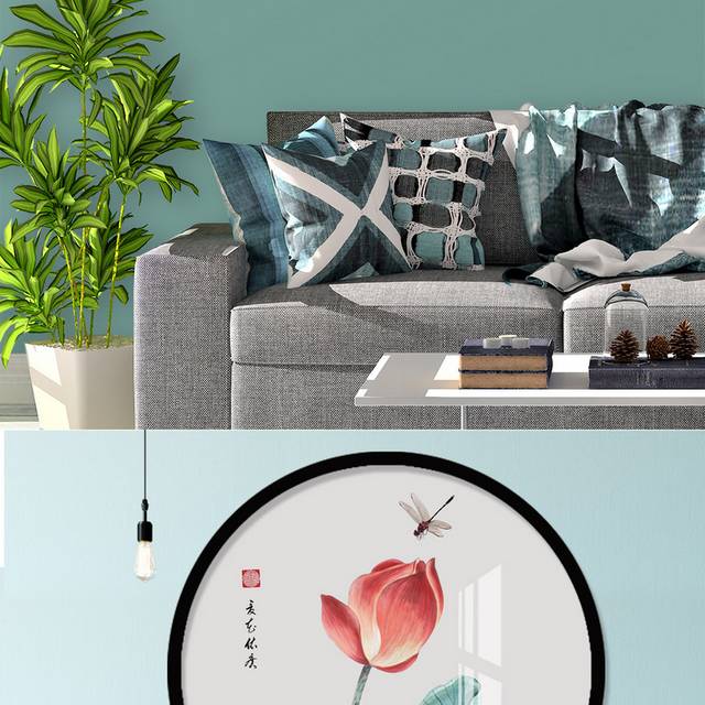 中国风荷花工笔画装饰画
