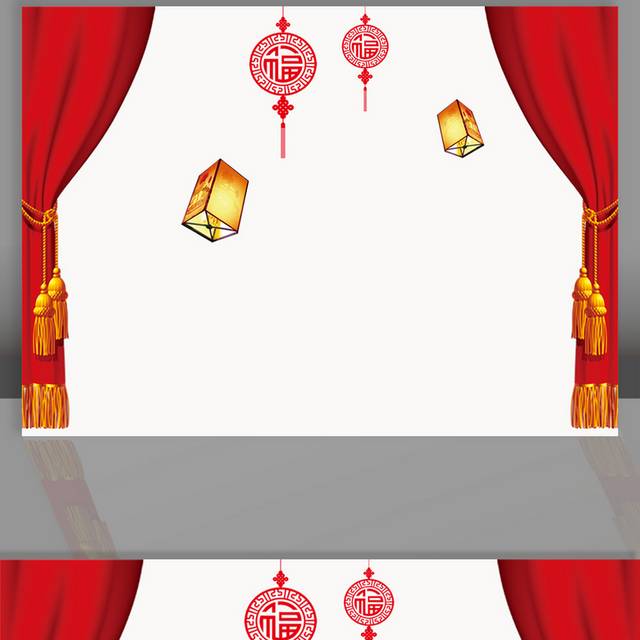 红色喜庆春节节日舞台布置