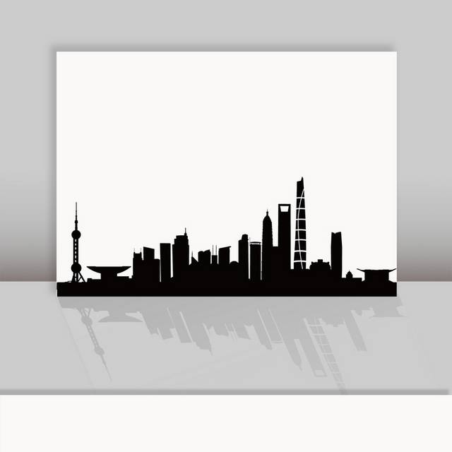 矢量上海建筑剪影图片