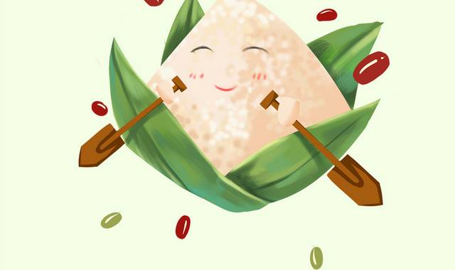 卡通可爱红豆粽子端午节插画