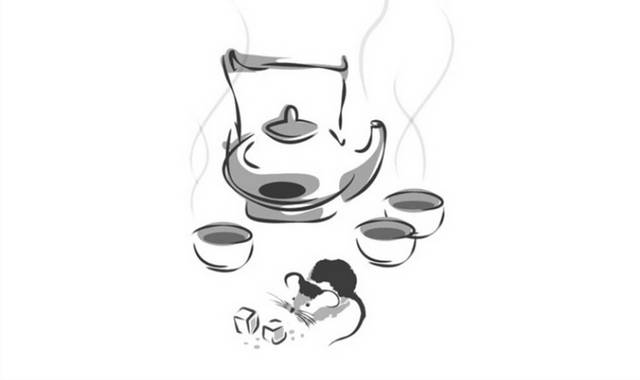 手绘水墨煮茶
