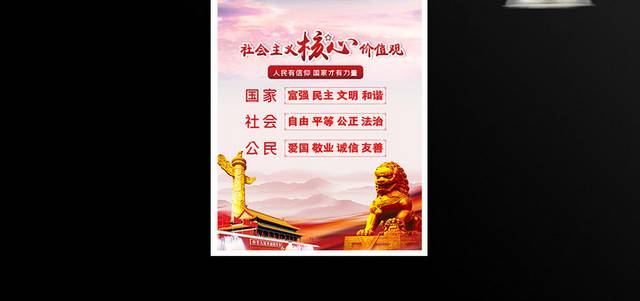 红色简约社会主义核心价值观党建宣传海报