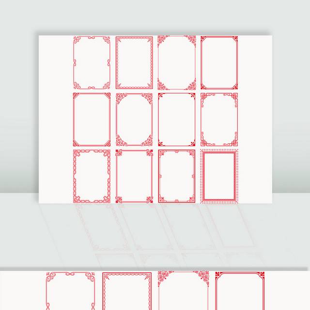 矢量红色花纹边框
