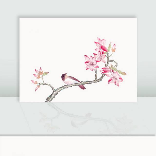 粉色花鸟图