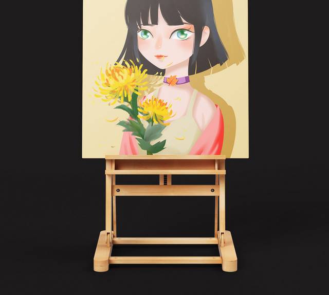 卡通手绘女孩人物插画