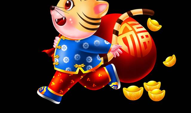 中国传统春节生肖卡通老虎元素