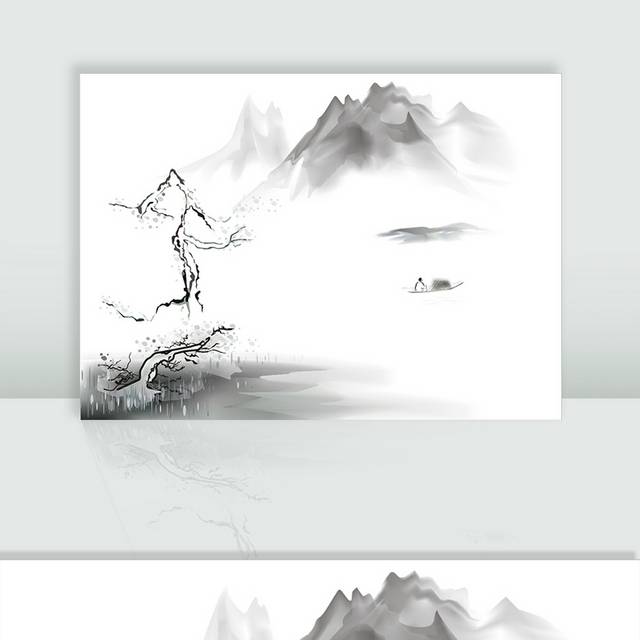中式山水画水墨风图片