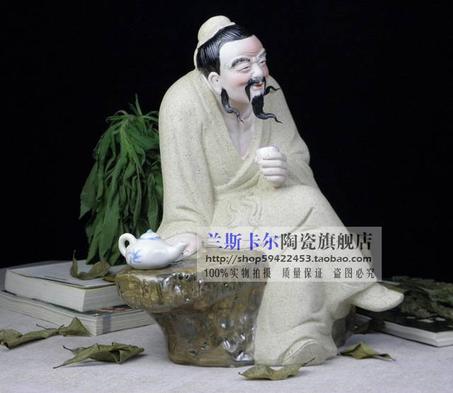 喝茶雕塑人物