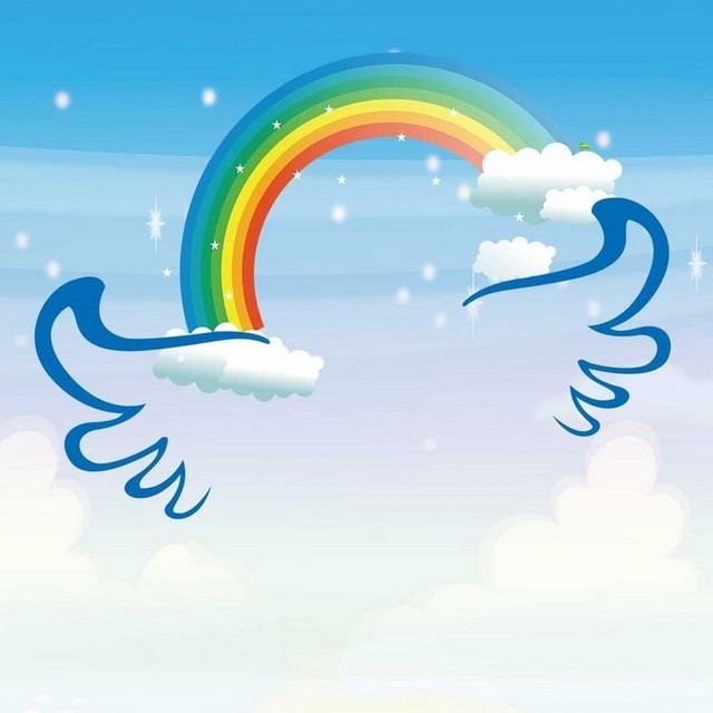 卡通彩虹翅膀背景