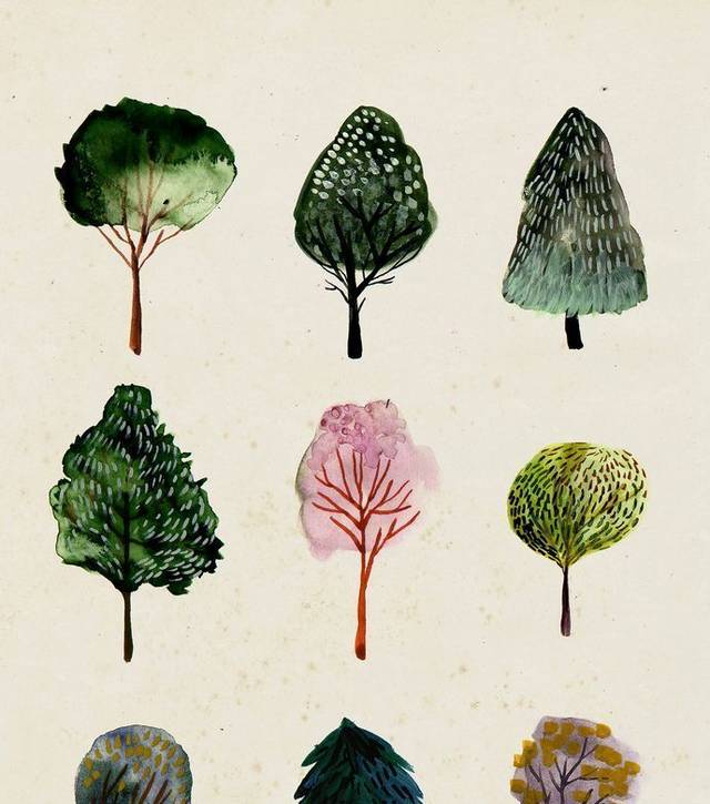 手绘树木