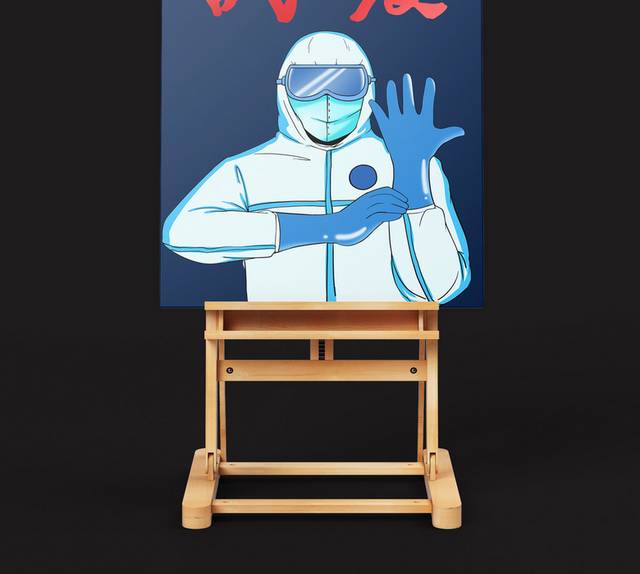 手绘医护人员防疫防病毒肺炎插画