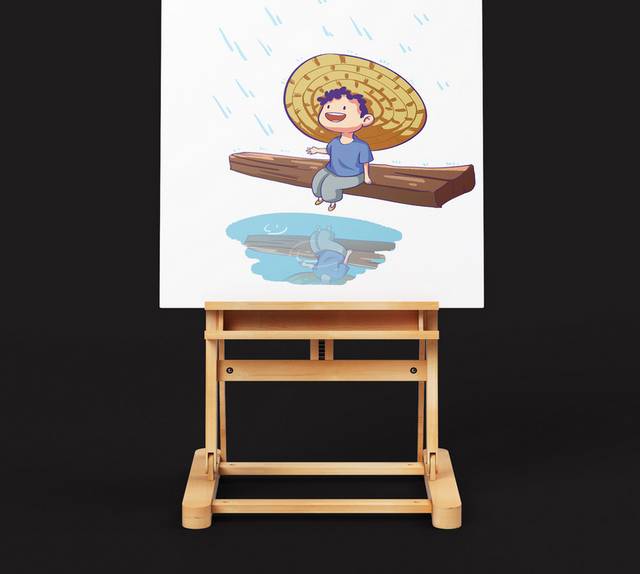 卡通手绘儿童人物谷雨节气插画