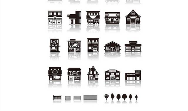 房屋建筑剪影素材