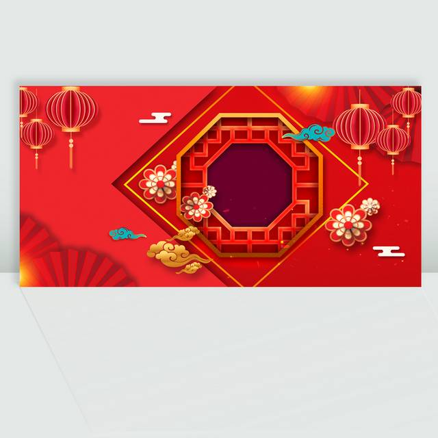 红色古典中国风春节背景图片