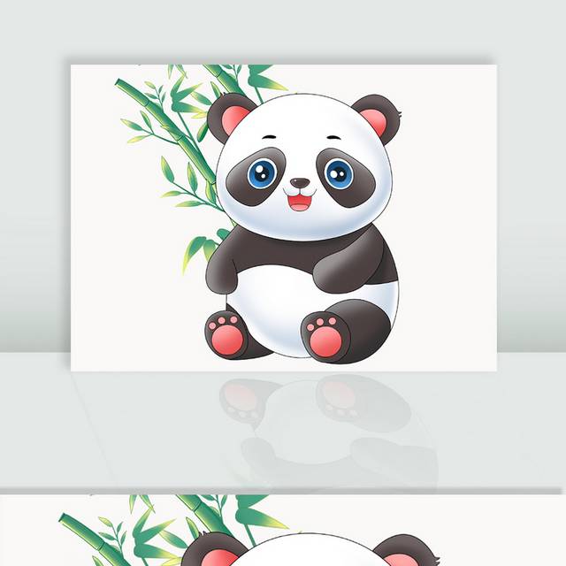 可爱卡通熊猫和竹子元素