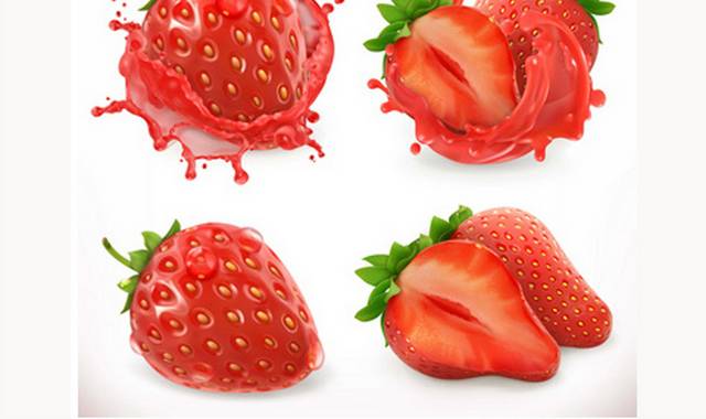 手绘草莓水果矢量素材