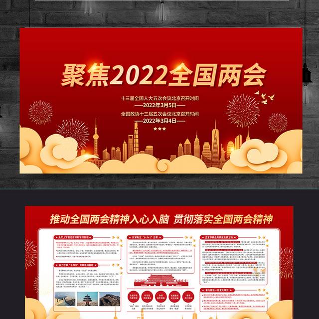 2022全国两会精神展板