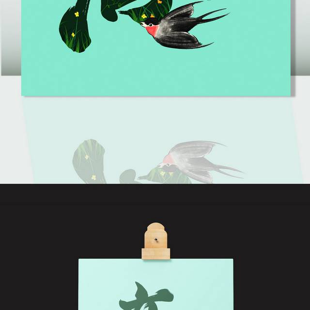 小清新手绘燕子立春节气插画素材