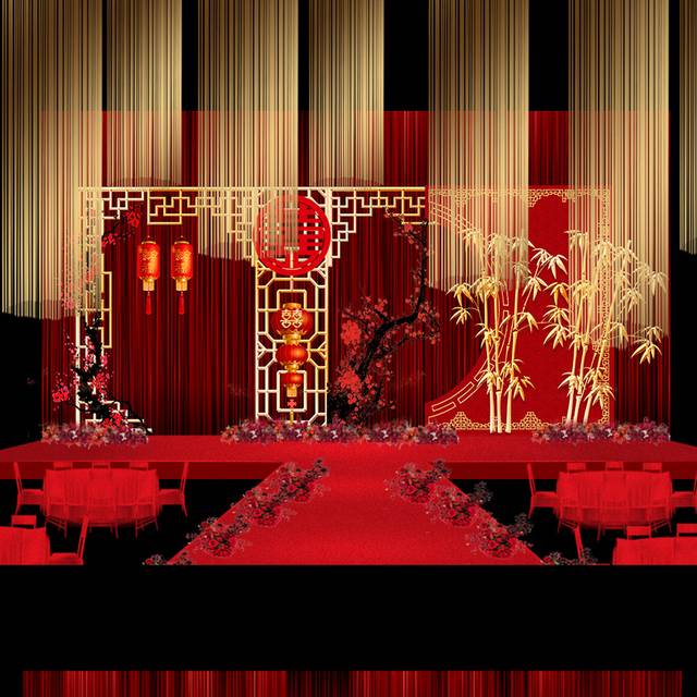 中国风 传统婚庆场景布置效果图