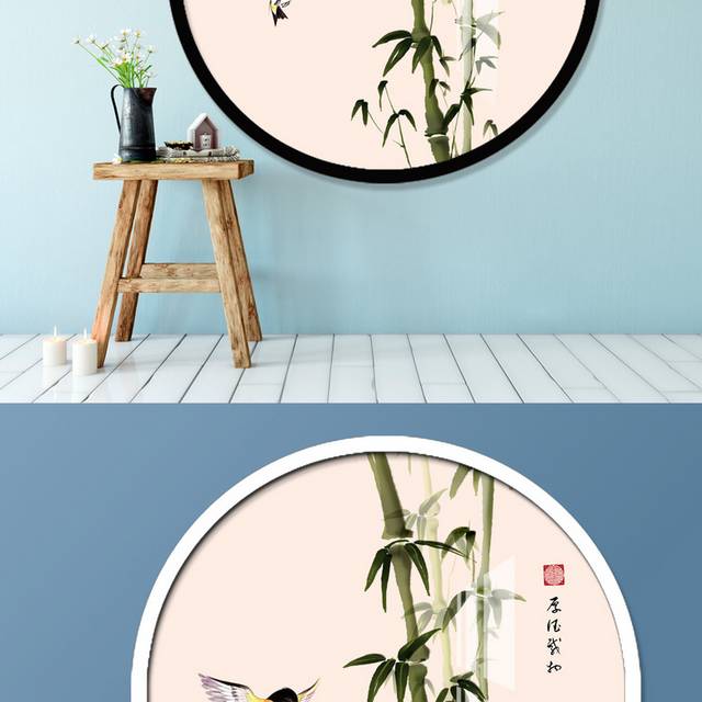 中国风竹子装饰画模板