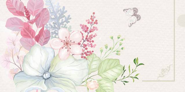 小清新水彩花鸟背景