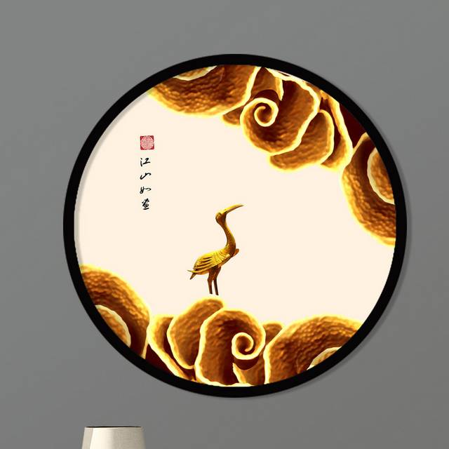 金色仙鹤插画装饰画模板