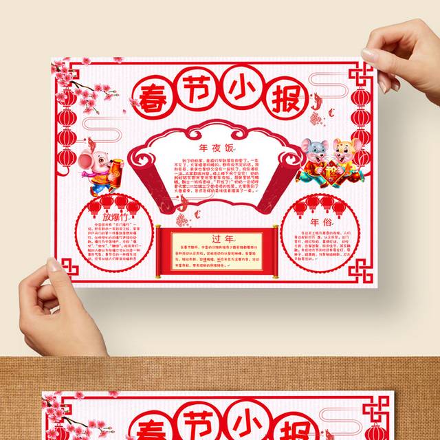 中国风红色春节新年电子小报模板