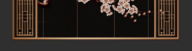 新中式梅花背景墙设计