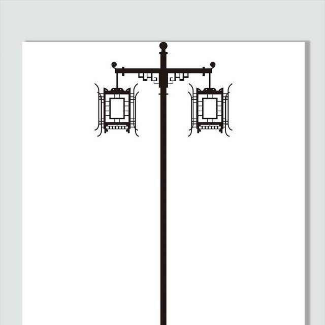 矢量古风路灯灯笼