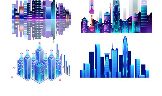 科技风城市建筑剪影