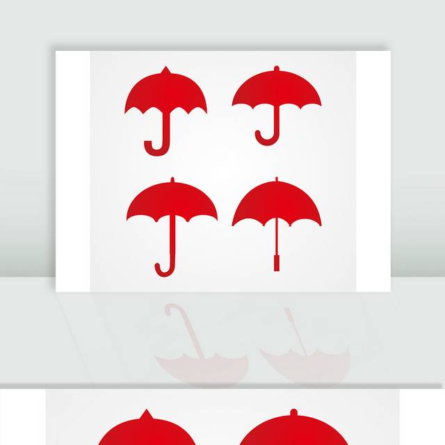 矢量红色雨伞