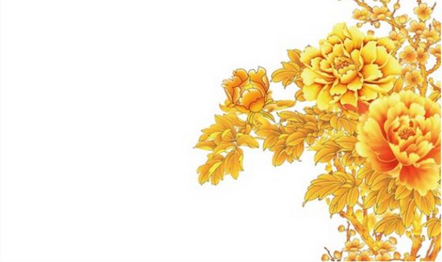 金色国画牡丹免抠素材