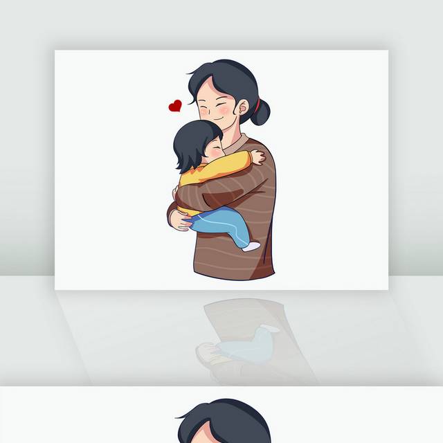浓情母女手绘母亲节插画