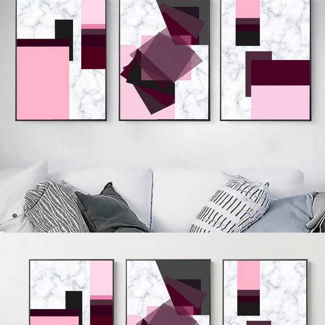 粉色方块现代个性装饰画