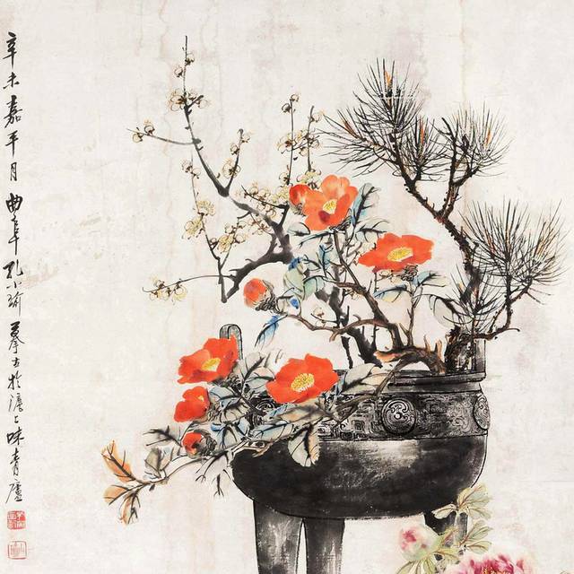 水墨古风花卉画