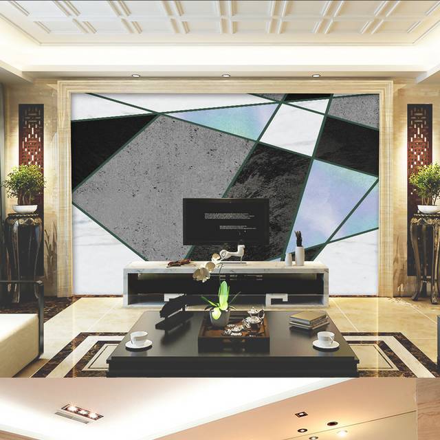 抽象几何色块客厅电视背景墙