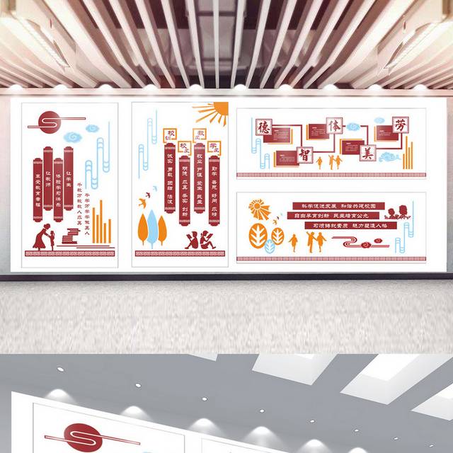 校训校风文化墙模板
