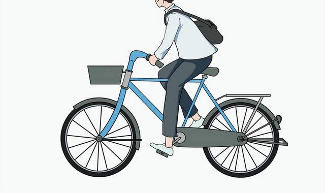 卡通手绘骑自行车的大学生毕业季插画