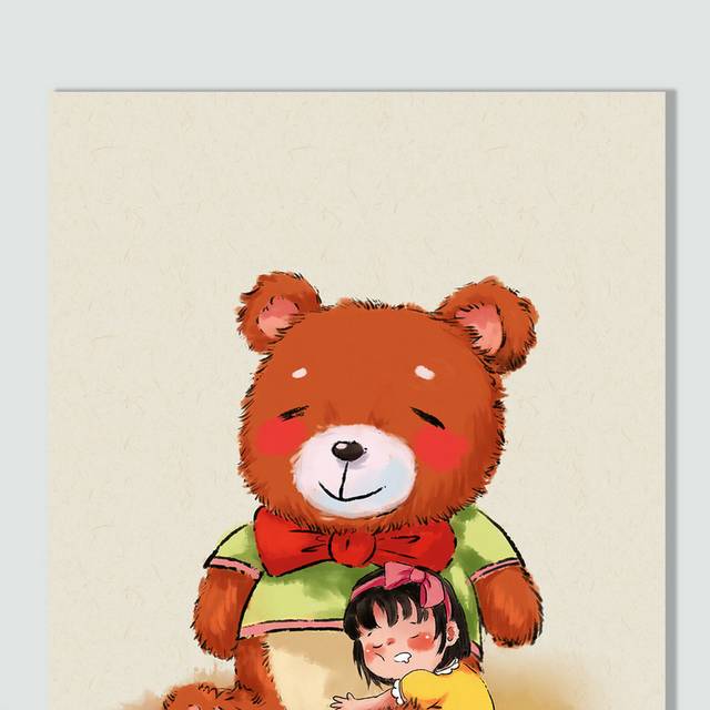 可爱卡通小姑娘棕色熊61儿童节素材