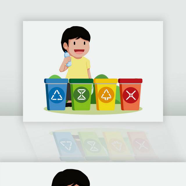 卡通儿童扔垃圾垃圾分类元素