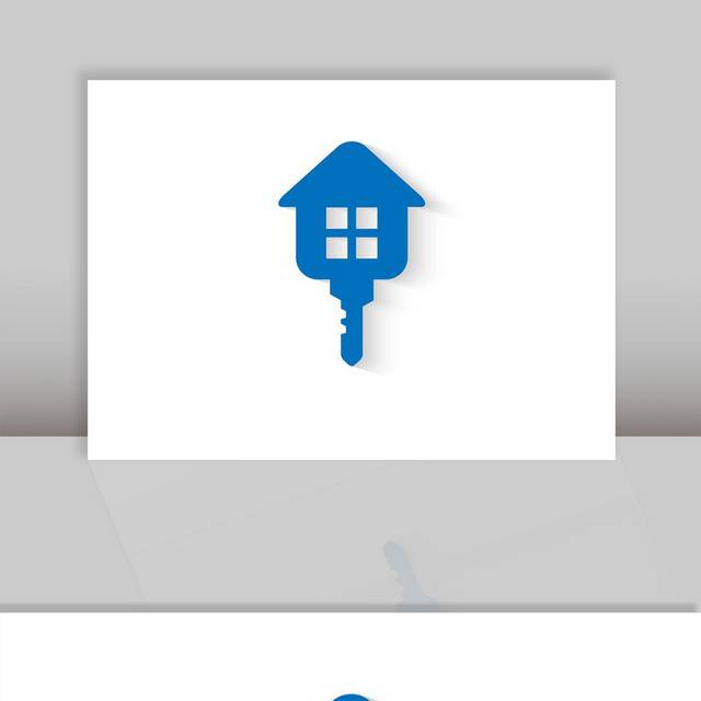 蓝色矢量钥匙房屋图标