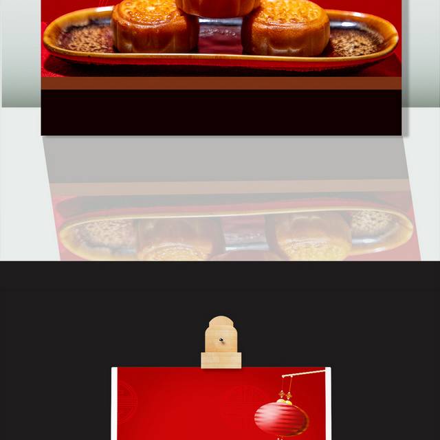 红色中秋节月饼宣传背景